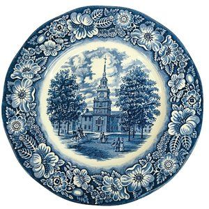 Staffordshire Liberty Blue Dinner Plate 9.75" Independence Hall Design England